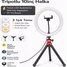 Moxti Tripodlu 10 Inç Halka Işık | 10W LED Aydınlatma | 3 Işık Modu (Soğuk–doğal–sıcak) | Telefon Tutuculu |