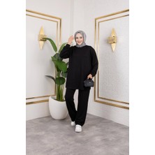 Ebrita Moda Uzun Kollu Beli Lastikli Rahat Kalıp Taş Detaylı Kadın Eşofman Takımı