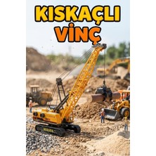 Craftivio 1:55 Ölçekli Hareketli Kıskaçlı Vinç - Sürtmeli Paletli Tomruk Taşıyıcı Inşaat Iş Makinesi (30 Cm)