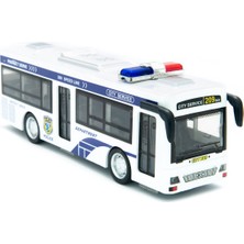 Craftivio Açılır Kapılı Sesli ve Işıklı Polis Otobüsü - 20 cm Şehir Hizmet Aracı - Oyuncak Belediye Otobüsü