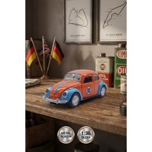 Craftivio 1:36 Metal Klasik Vosvos Çek Bırak Araba Kapıları Açılan Oyuncak 1967 Volkswagen Beetle - Turuncu