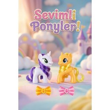 Craftivio 2'li Sevimli Pony ve Unicorn Figür Oyuncak Seti - Tokalı Aksesuar Hediyeli