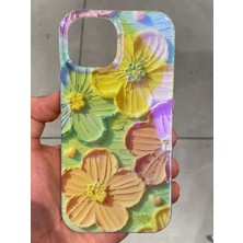 Iphone 15 Uyumlu Hologramlı Çiçek Desenli Kılıf Hologramlı Kenarları Renk Detaylı Silikon Kılıf