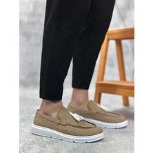 Baybonza BA0005 Bağcıksız Yüksek Taban Klasik Keten Hardal Püsküllü Erkek Ayakkabı