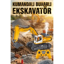 Craftivio Uzaktan Kumandalı Şarjlı Kepçe - Metal Başlıklı Buharlı Işıklı ve Sesli Ekskavatör Iş Makinesi