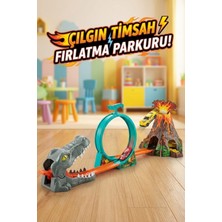 Craftivio Çılgın Timsah Fırlatma Seti 360 Derece Takla Atan Hızlı Araba Yarış Pisti - 2 Arabalı