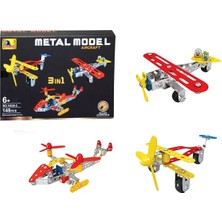 Craftivio 3 In 1 Metal Yapı Inşaat Seti - 148 Parça Eğitici Sök Tak Uçak ve Helikopter Maket Oyuncak