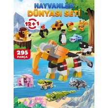 Craftivio 12 In 1 Hayvanlar Alemi Eğitici Yapı Blokları Seti - 295 Parça Sök Tak Mamut ve Figür Oyuncak