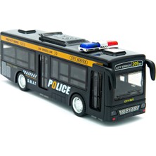 Craftivio Işıklı Sirenli Polis Otobüsü Açılır Kapılı Sesli Oyuncak Otobüs 20 cm - Siyah Swat