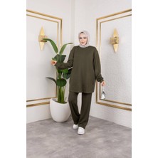 Ebrita Moda Uzun Kollu Beli Lastikli Rahat Kalıp Taş Detaylı Kadın Eşofman Takımı