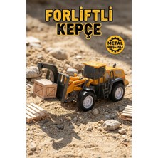 Craftivio Metal Başlıklı Oyuncak Forklift Kepçe Iş Makinesi - Sürtmeli Hareketli Vinç Kancalı Inşaat Aracı