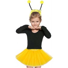 MiraLive Gösteriler Için Sarı Arı Tütü Etek ve Sarı Ponponlu Arı Taç Seti