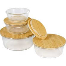 Shop A Way Bambu Kapaklı Vakumlu Cam Saklama Kabı Seti – Yuvarlak, Kare ve Dikdörtgen Gıda Saklama Kabı – Hava