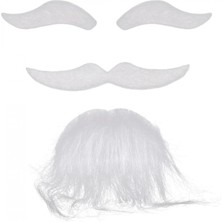 MiraLive Beyaz Renk Kendinden Yapışkanlı Takma Sakal Bıyık ve Kaş Seti