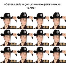 FRY Kovboy Şerif Şapkası Siyah 12 Adet - Kostüm, Parti ve Gösteri Şapkası