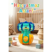 Craftivio Sevimli Aslan Hacıyatmaz Oyuncak Yeşil - Sesli ve Çıngıraklı Sallanan Bebek Denge Oyuncağı