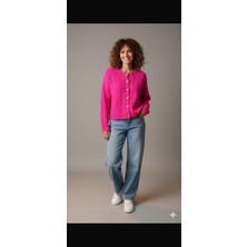 Fuşya Pembe Triko Hırka