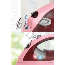 Craftivio Pembe Sesli Işıklı ve Buharlı Oyuncak Ütü Evcilik Mutfak Oyunu 21 cm