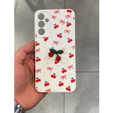Samsung A34 Uyumlu Nakış Işlemeli Kiraz Desenli Kılıf Kiraz Figürlü Örgü Telefon Kılıfı