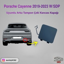 AutoPit 3D Porsche Cayenne 2019-2023 W/sdp Uyumlu Arka Tampon Çeki Kancası Kapağı (Sağ-Sol Takım)