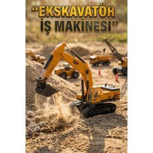 Craftivio Oyuncak Kepçe Paletli Ekskavatör - Hareketli Eklemli Sarı Inşaat Iş Makinesi (24 Cm)