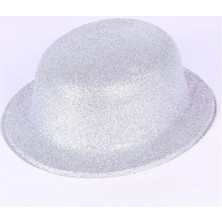 FRY Gümüş Renk Yuvarlak Simli Plastik Parti Şapkası