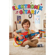 Craftivio Işıklı ve Müzikli Elektronik Rock Gitar - Askılı, Ses Efektli Eğitici Oyuncak Müzik Aleti