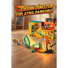 Craftivio Dinozor Temalı Fırlatma ve Yarış Pisti Seti - 3 Arabalı, 360 Çemberli T-Rex Parkuru (30 Parça)