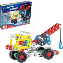 Craftivio Metal Yapı Seti 135 Parça Vinçli Kamyon - Eğitici Montaj Oyunu - Kendin Yap Maket Araba