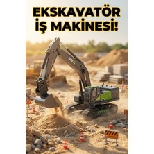 Craftivio Oyuncak Iş Makinesi Hareketli Paletli Ekskavatör Kepçe - Büyük Boy (31 Cm) Gerçekçi Model