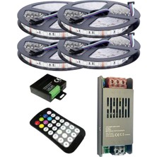 Powerr Led Aydınlatma 20 Metre 12V 60 Ledli Rgb Dış Mekan Silikonlu Şerit LED 20A Slim Trafo 36 A 28 Tuş Rf LED Kontrol Üniteli Set