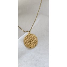 Mith Sb Takı Paslanmaz Çelik Zincir Yaşam Çiçeği Madalyon Kolye