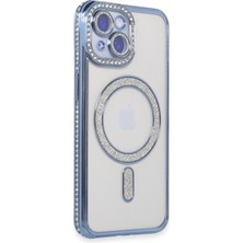 Dorenta  Iphone 15 Kılıf Joke Simli Magneticsafe Kılıf - Mavi