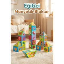 Craftivio Eğitici Manyetik Bloklar 18 Parça - Mıknatıslı Zeka Küpleri - Montessori Bebek Yapboz Puzzle Seti