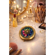 Seymen Bıçakçılık 1’li El Işlemeli Pirinç Kaplama Çift Taraflı Kompakt Cep Aynası – Vintage Tasarım, Hediyelik