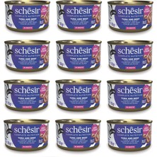 Schesir Ton ve Sığır Etli Tam ve Dengeli Broth Pişirme Suyunda Kedi Konservesi 85 Gr. x 12 Adet