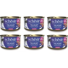 Schesir Ton ve Sığır Etli Tam ve Dengeli Broth Pişirme Suyunda Kedi Konservesi 85 Gr. x 6 Adet