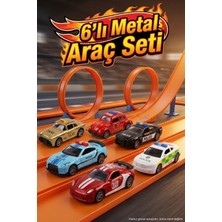 Craftivio 6'lı Metal Çek Bırak Oyuncak Araba Seti - Dayanıklı Diecast Gövde - Polis Taksi Araçları (8 Cm)