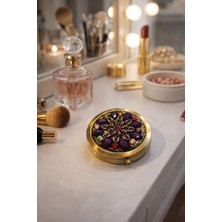 Seymen Bıçakçılık 1’li El Işlemeli Pirinç Kaplama Çift Taraflı Kompakt Cep Aynası – Vintage Tasarım, Hediyelik