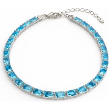 İmperial Kuyumculuk Aqua Marin Taşlı Kadın Su Yolu Bileklik  (925 Ayar Gümüş)