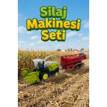 Craftivio Diecast Metal Silaj Makinesi ve Römork Seti - Oyuncak Biçerdöver Çiftlik Aracı - Yeşil Traktör