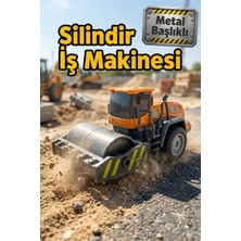 Craftivio Metal Başlıklı Oyuncak Silindir Iş Makinesi - Sürtmeli Hareketli Inşaat Aracı