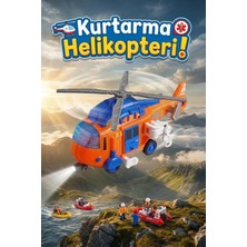 Craftivio Sesli ve Işıklı Kurtarma Helikopteri Turuncu - Pervaneli Eğitici Oyuncak Helikopter 21 cm