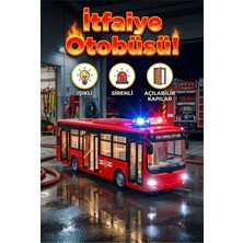 Craftivio Işıklı Sirenli Itfaiye Otobüsü - 20 cm Açılabilir Kapılı Sesli Model Oyuncak Araba