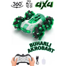 Craftivio Uzaktan Kumandalı Şarjlı Buharlı Akrobat Araba 360 Derece Dönen Işıklı Müzikli 4x4 Drift