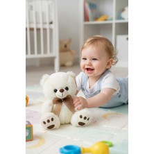 Craftivio Sevimli Ayı Peluş Oyuncak Kurdeleli Yumuşacık Tüylü Ayıcık Uyku Arkadaşı Hediyelik 20 cm