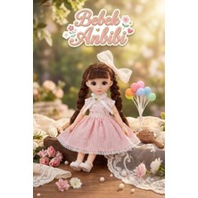 Craftivio Hareketli Eklemli Gerçekçi Cam Gözlü Oyuncak Et Bebek 30 cm - Köpekli ve Aksesuarlı Oyun Seti