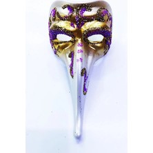 FRY Fuşya Renk Işlemeli Seramik Malzemeden Imal Venedik Uzun Maske Magnet