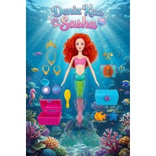 Craftivio Sasha Deniz Kızı Oyuncak Bebek - Aksesuarlı, Taraklı, Hazine Sandıklı Büyük Set (40 Cm)