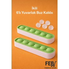 Febros 2 Li 6 Sıralı Yeşil Silikon Yuvarlak Buz Kalıbı – Kahve, Içecek, Kokteyller Için